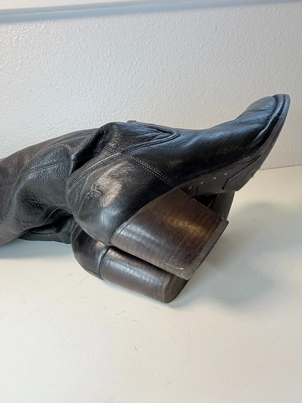 Frye Rory Scrunch Tall Black Leather Boots Womens 7 M Buttery soft Leather